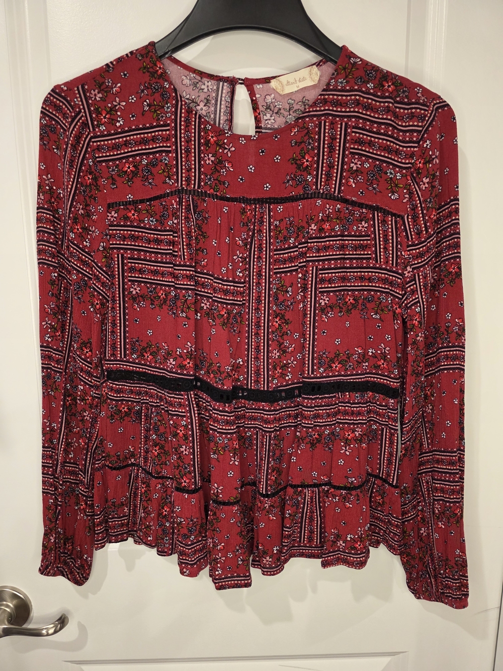 Altar'd State Patchwork Floral Boho Top